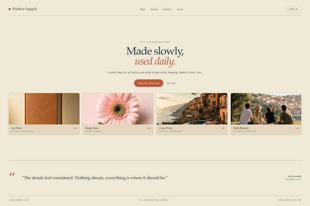 Harbor Supply — full page preview