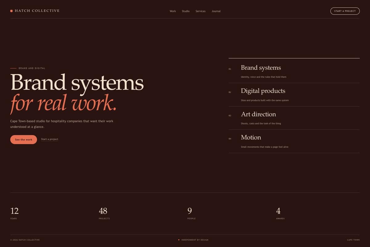 Hatch Collective — full page preview