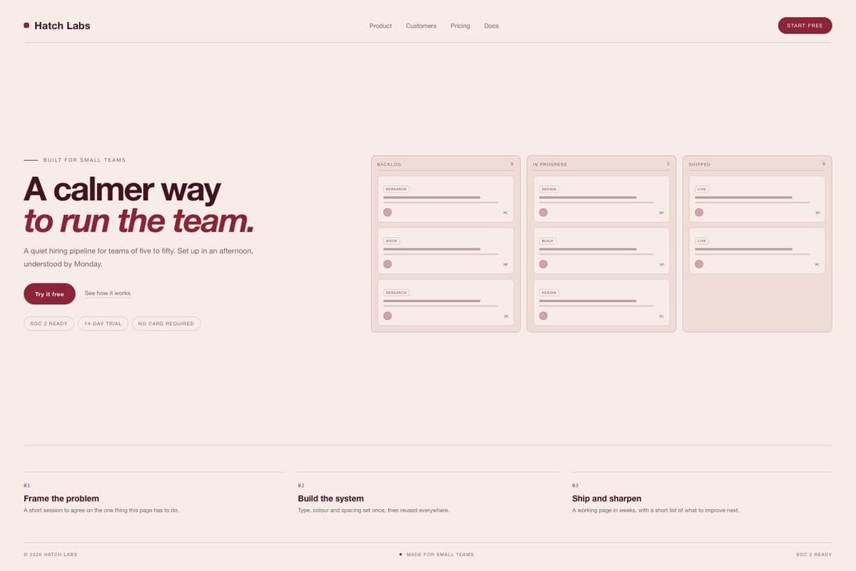 Hatch Labs — full page preview