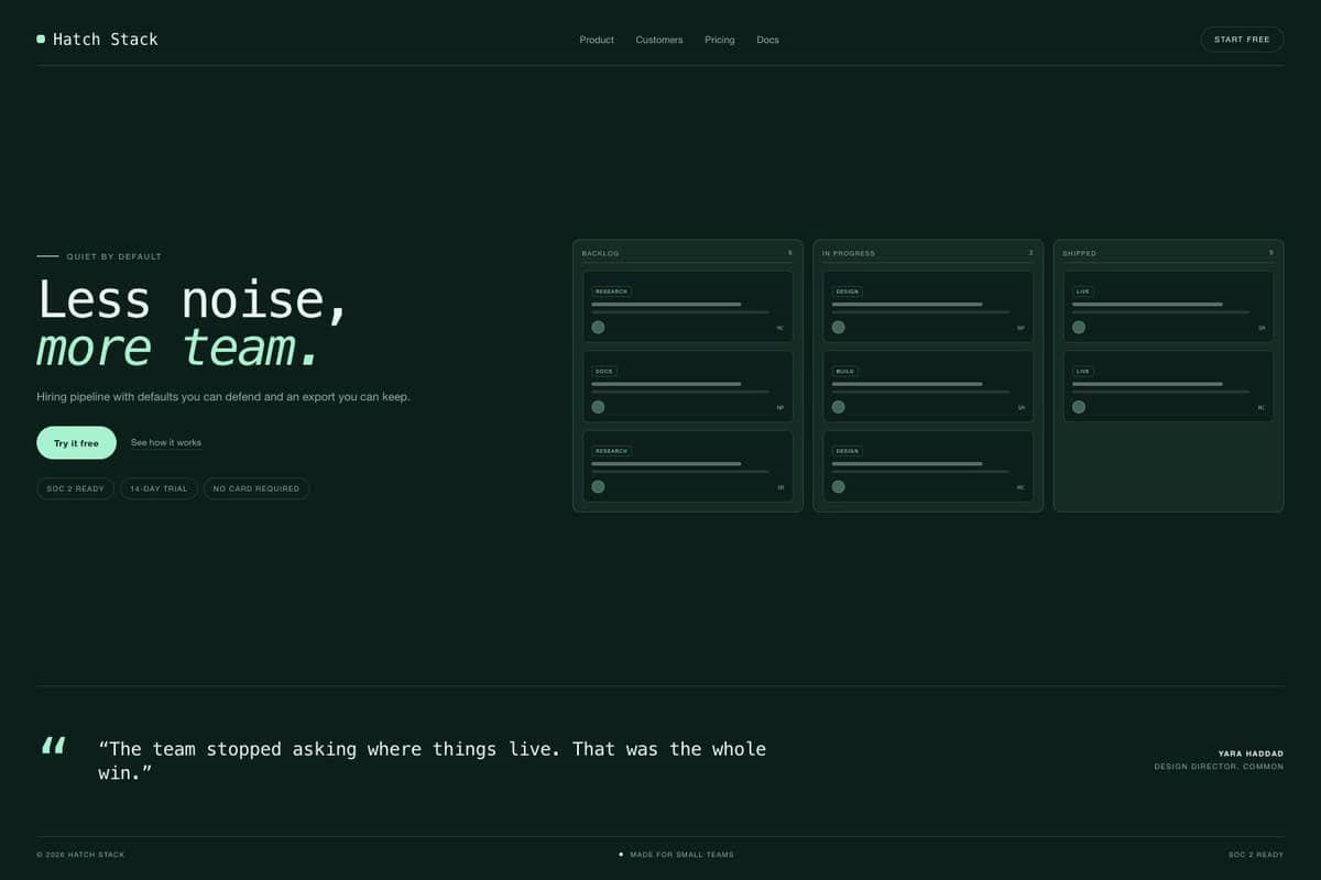 Hatch Stack — full page preview