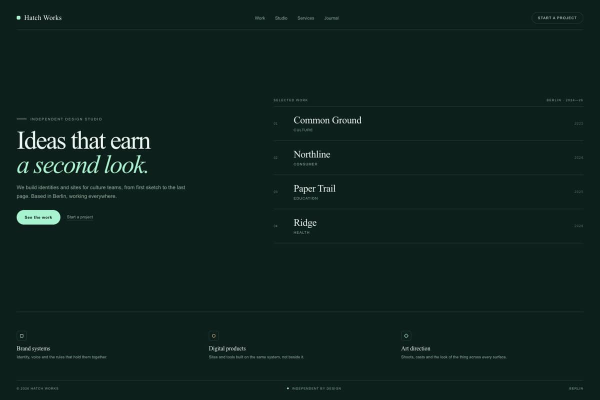 Hatch Works Agency — full page preview