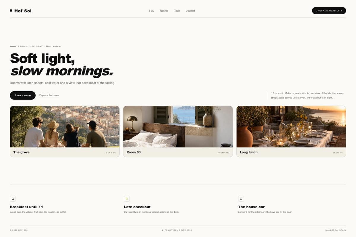 Hof Sol — full page preview