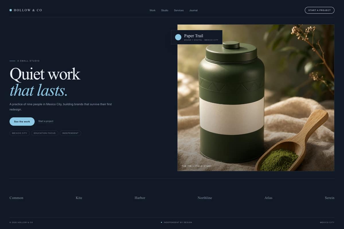 Hollow & Co — full page preview