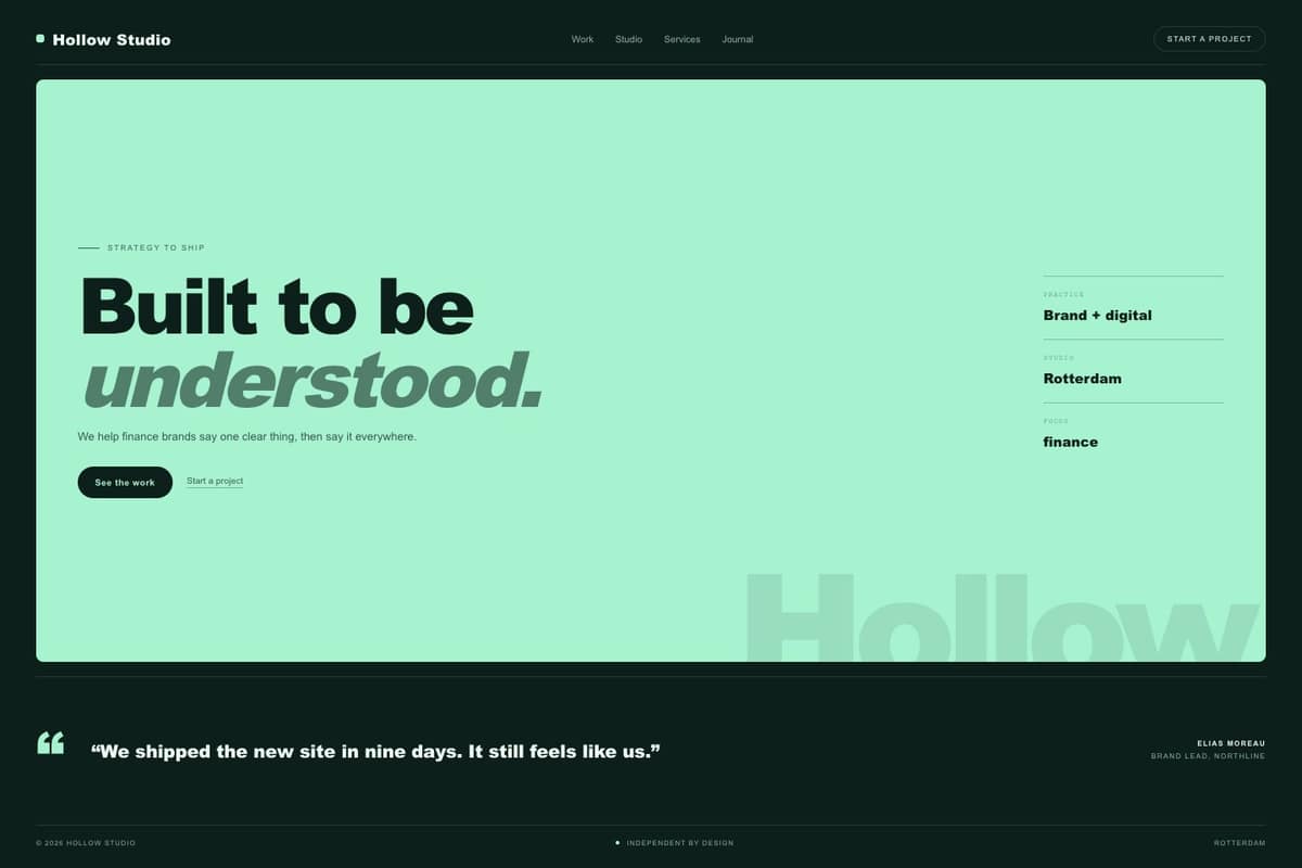 Hollow Studio — full page preview