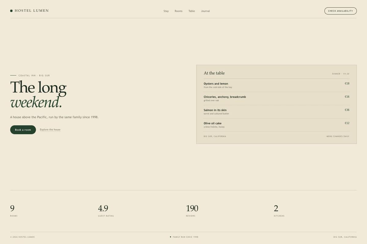 Hostel Lumen — full page preview