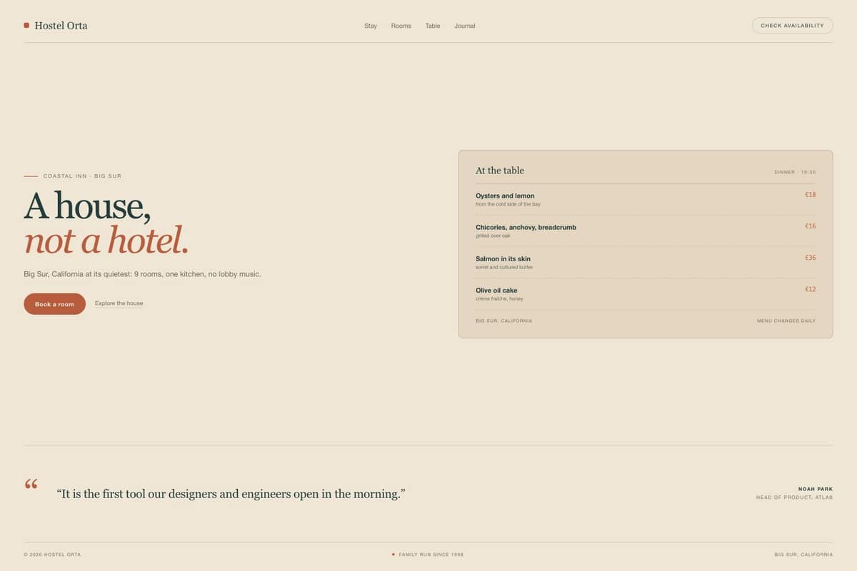 Hostel Orta — full page preview