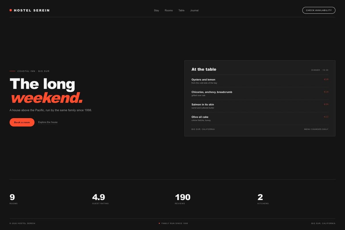 Hostel Serein — full page preview