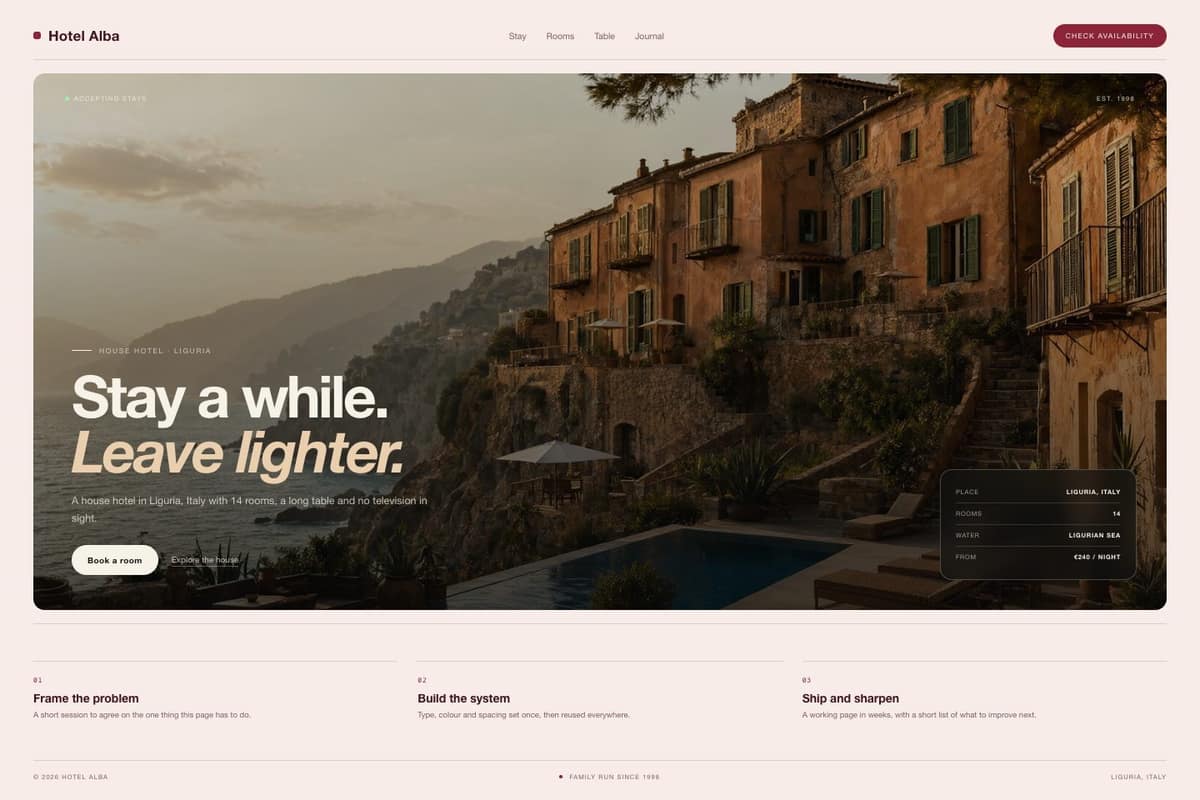 Hotel Alba — full page preview