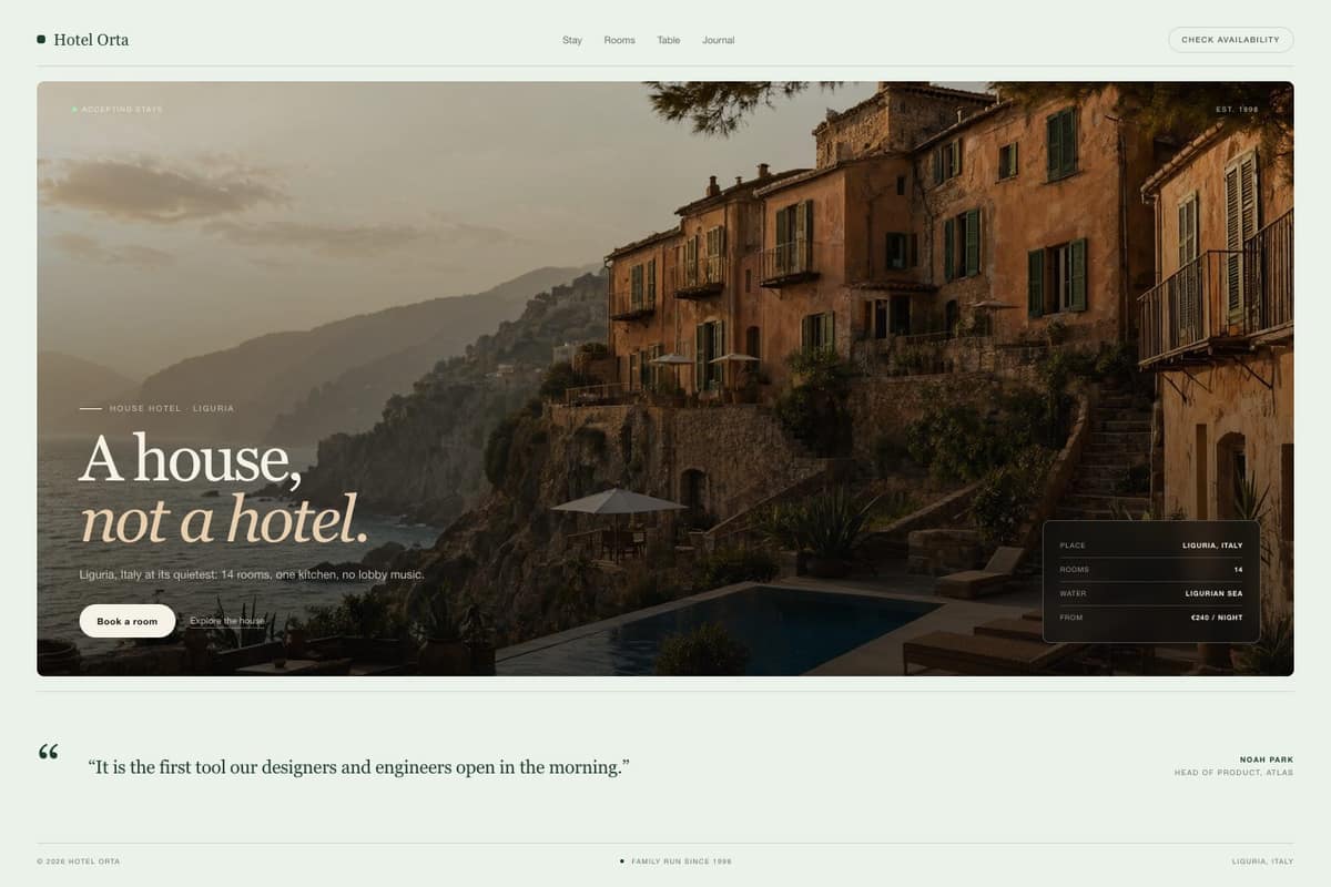Hotel Orta — full page preview
