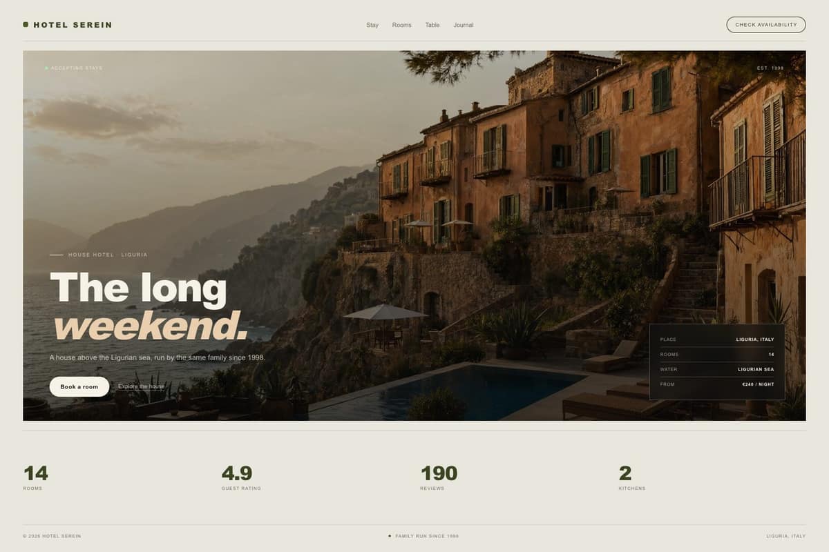 Hotel Serein — full page preview