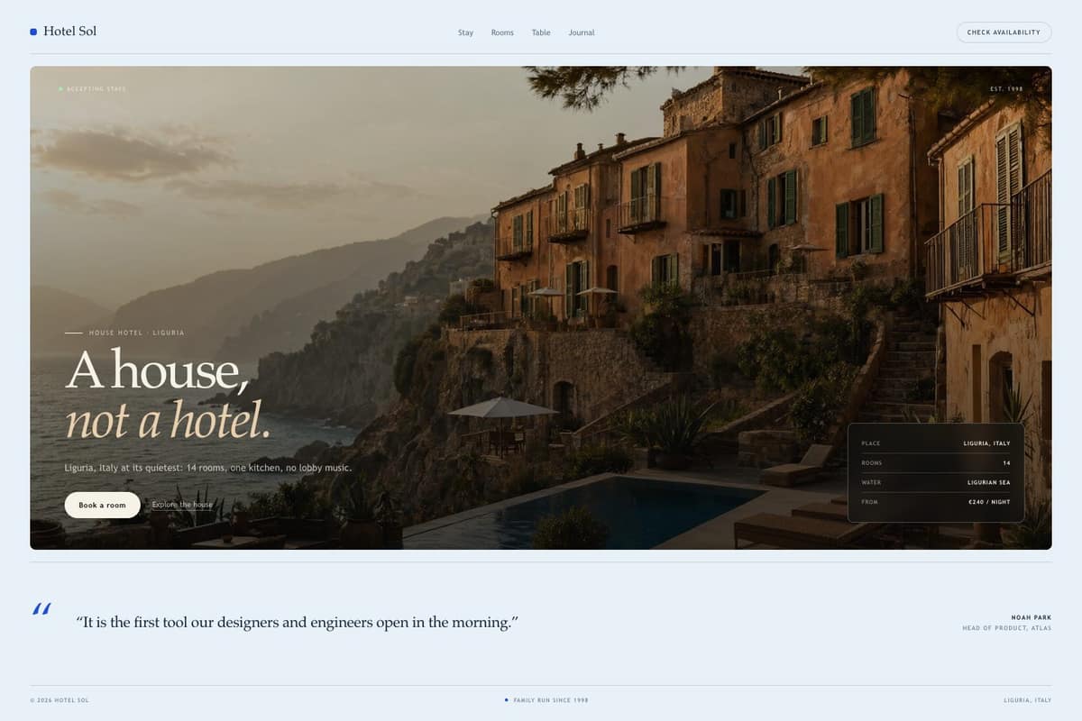 Hotel Sol — full page preview