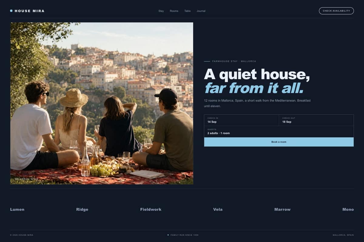 House Mira — full page preview
