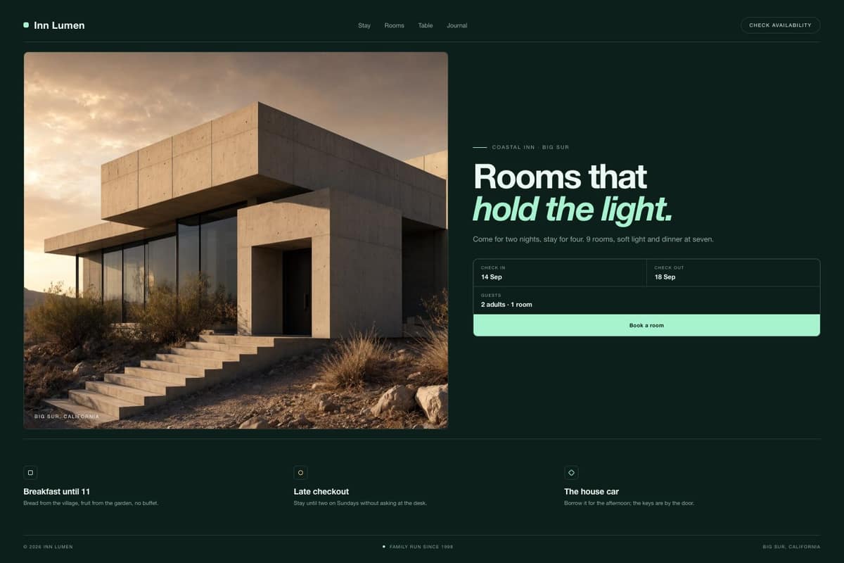 Inn Lumen — full page preview