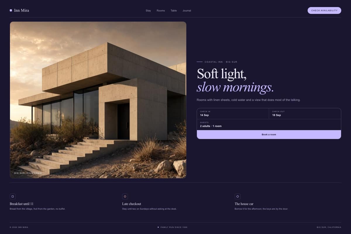 Inn Mira — full page preview