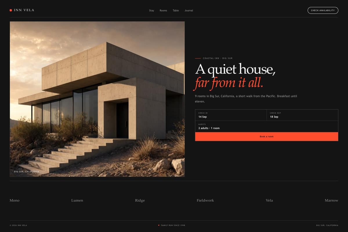 Inn Vela — full page preview