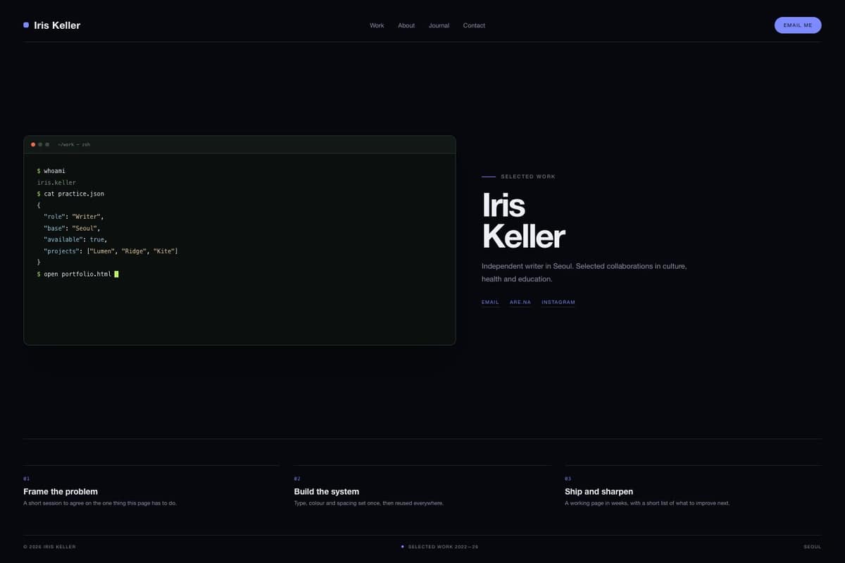 Iris Keller — full page preview