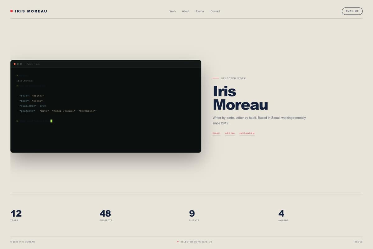Iris Moreau — full page preview