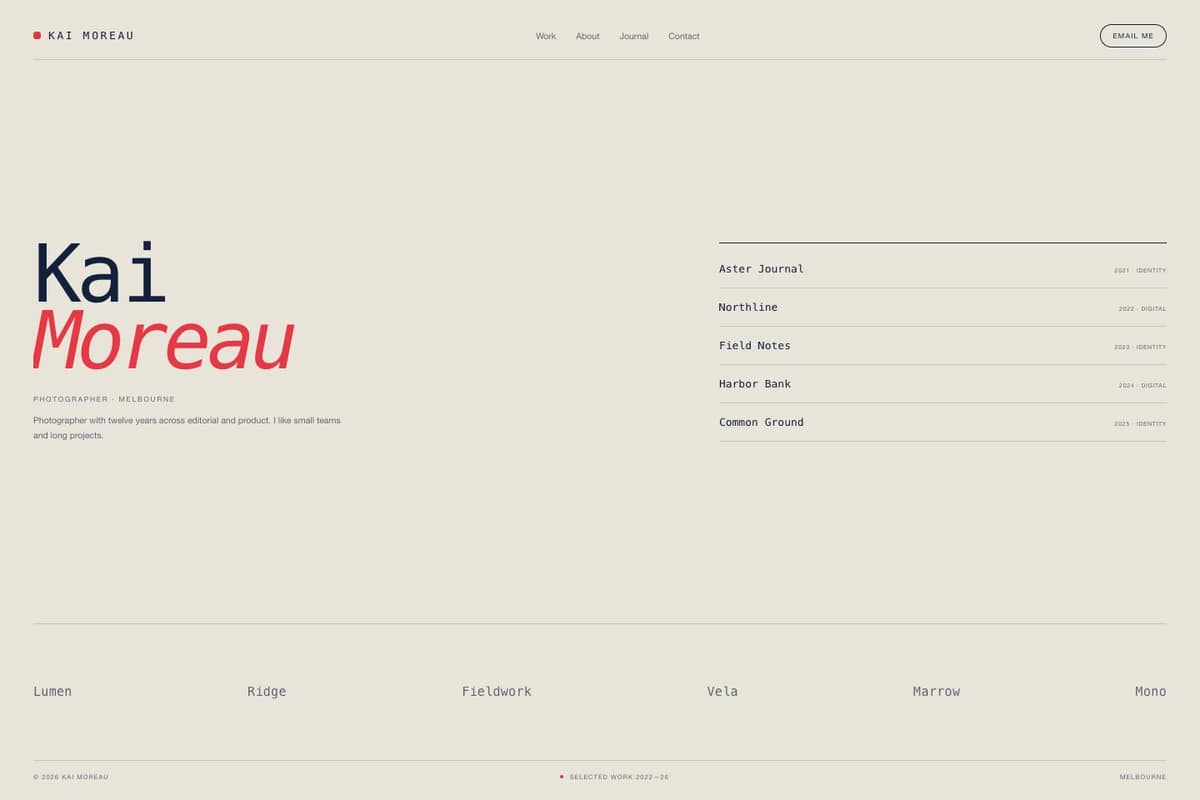Kai Moreau — full page preview