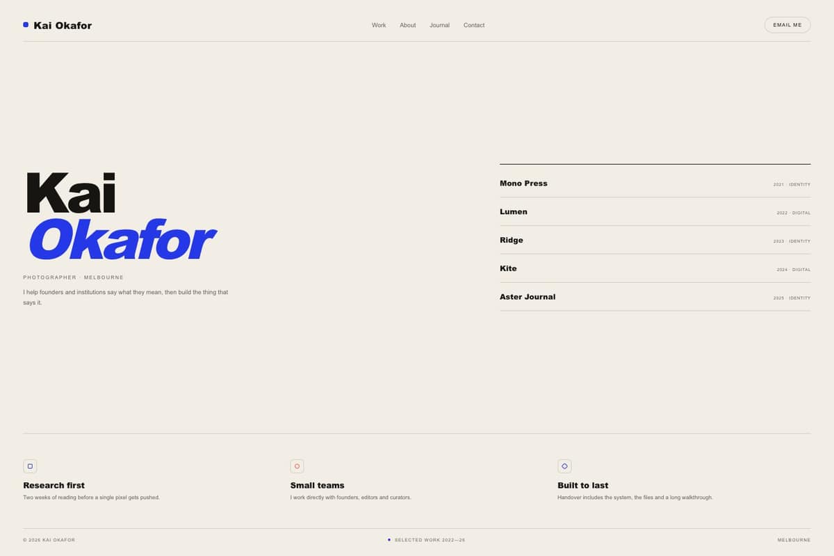 Kai Okafor — full page preview