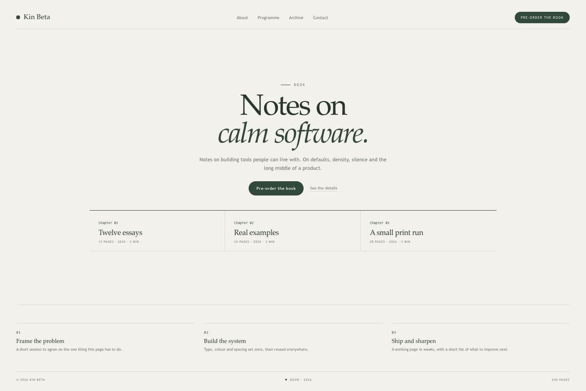 Kin Beta — full page preview