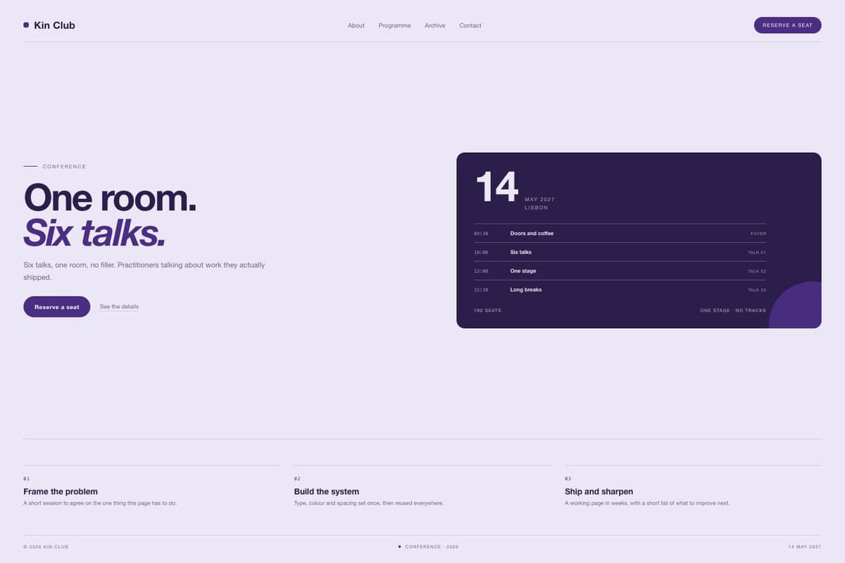 Kin Club — full page preview