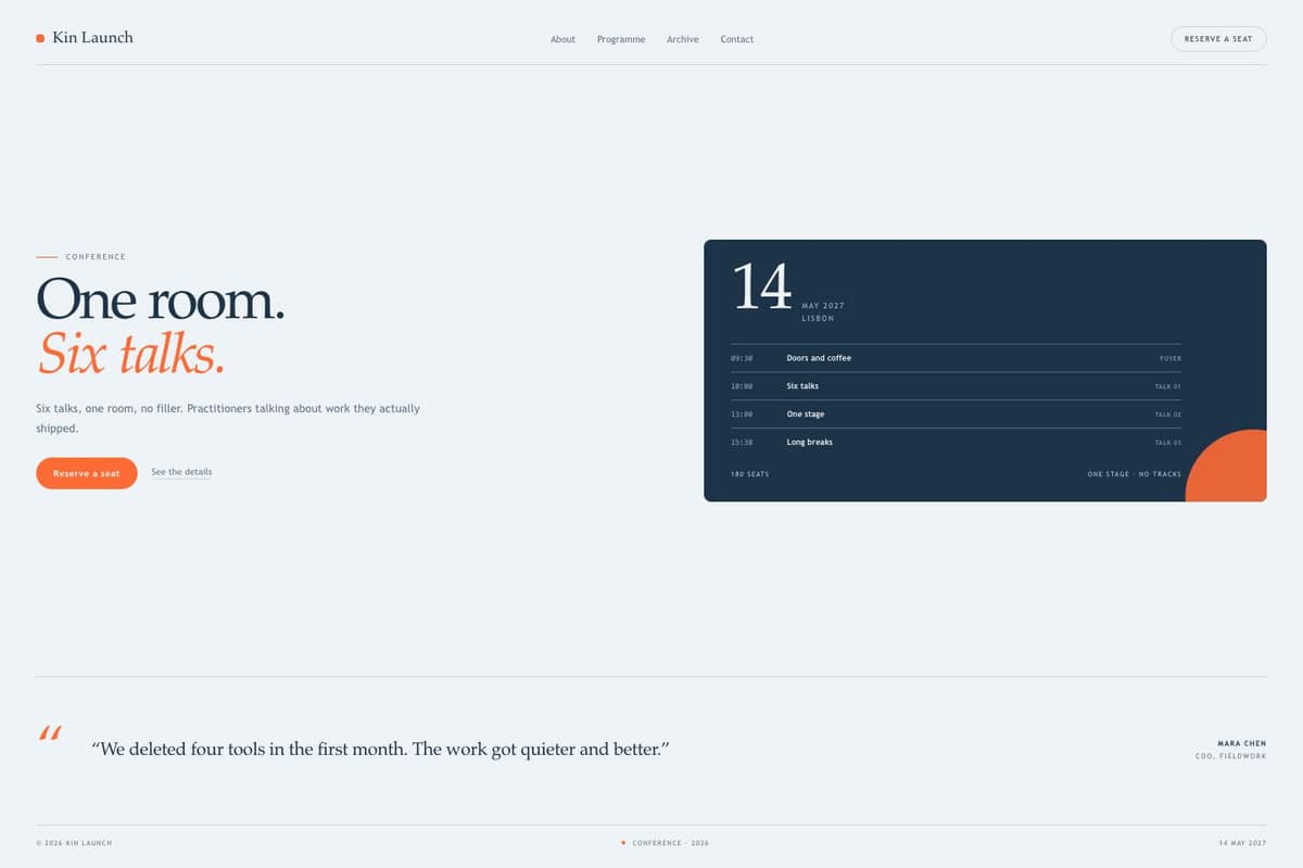 Kin Launch — full page preview