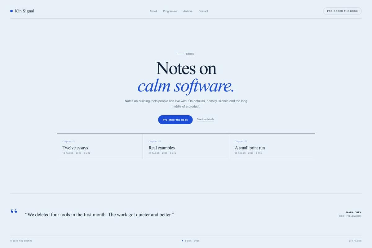 Kin Signal — full page preview