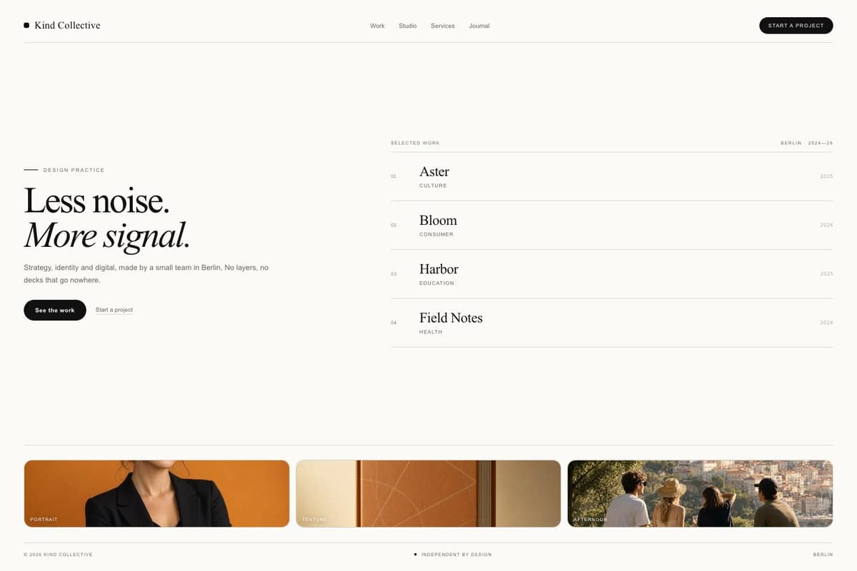 Kind Collective — full page preview
