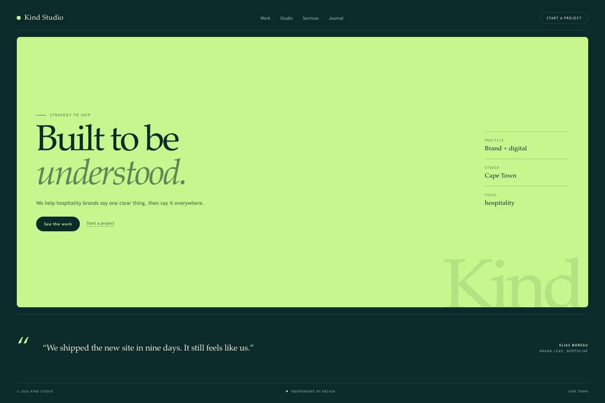 Kind Studio — full page preview