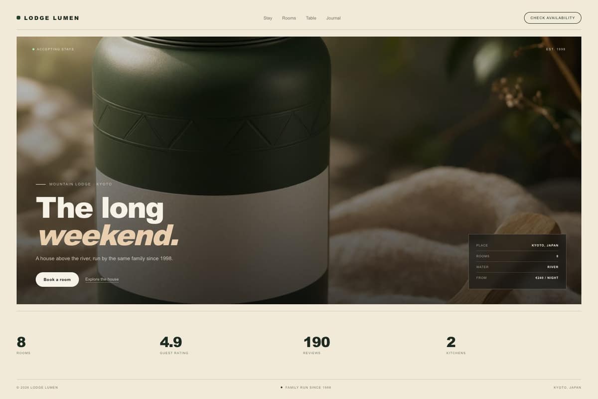 Lodge Lumen — full page preview