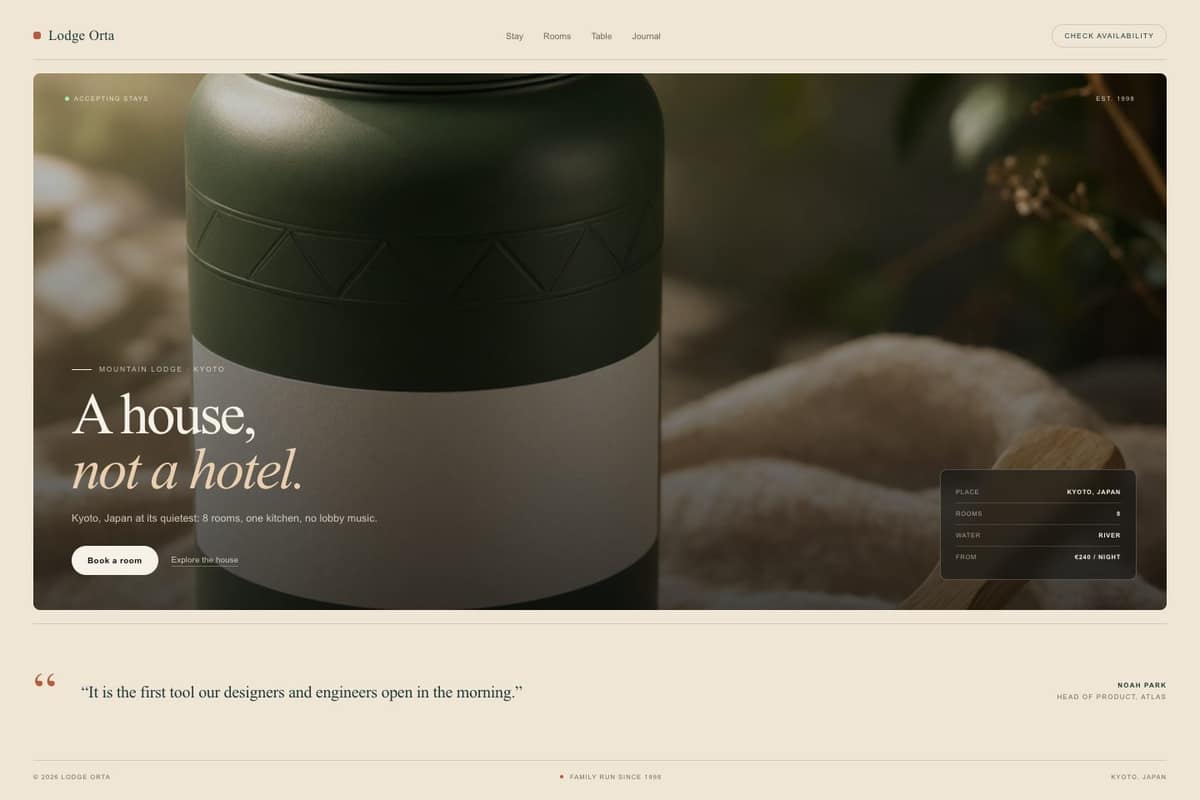 Lodge Orta — full page preview