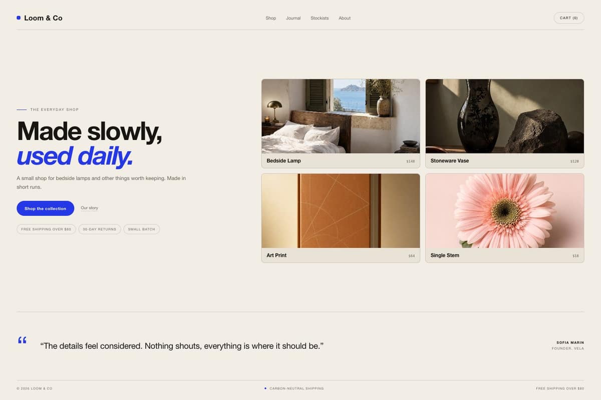 Loom & Co — full page preview