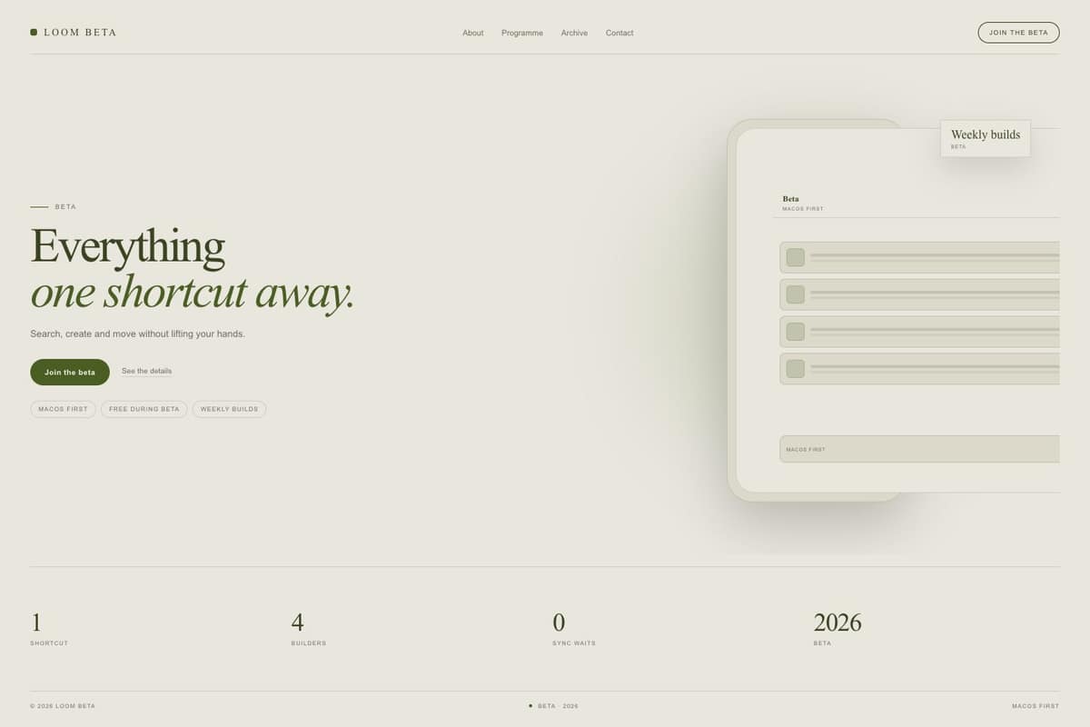 Loom Beta — full page preview