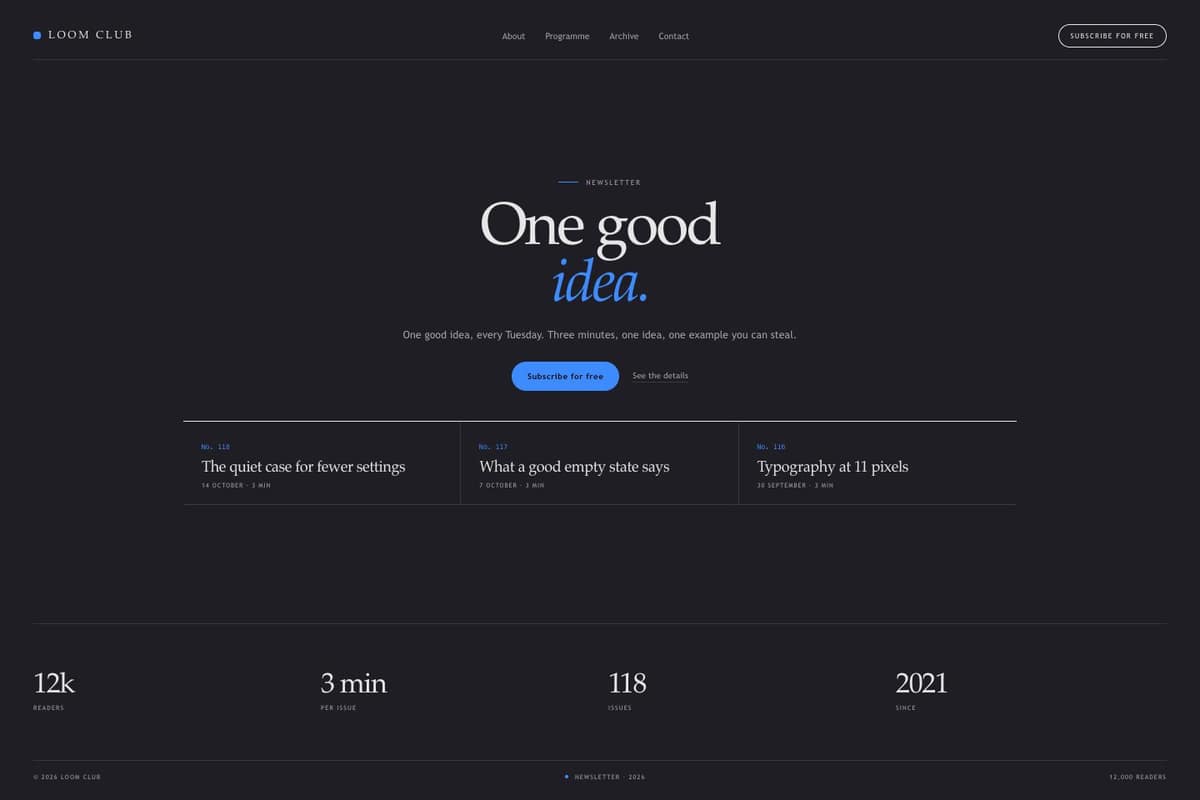 Loom Club — full page preview