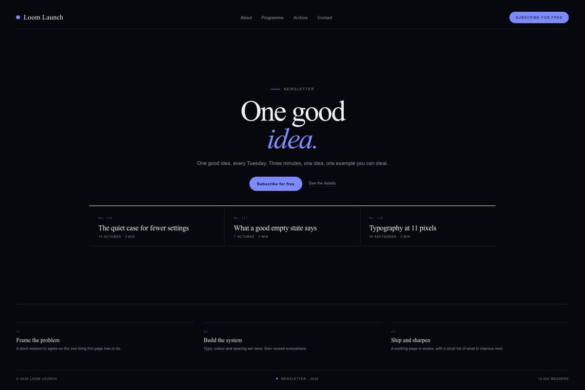 Loom Launch — full page preview