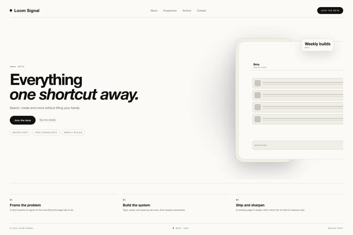 Loom Signal — full page preview