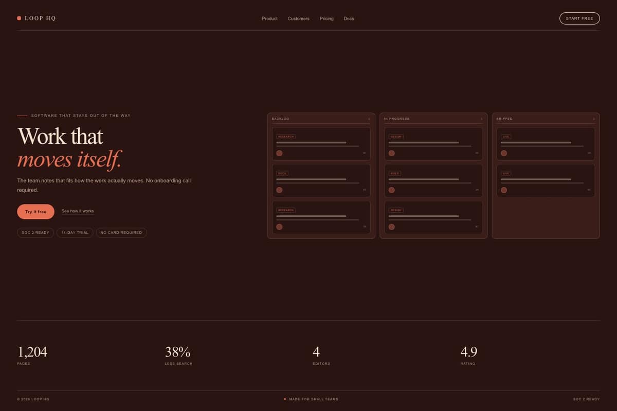 Loop HQ — full page preview