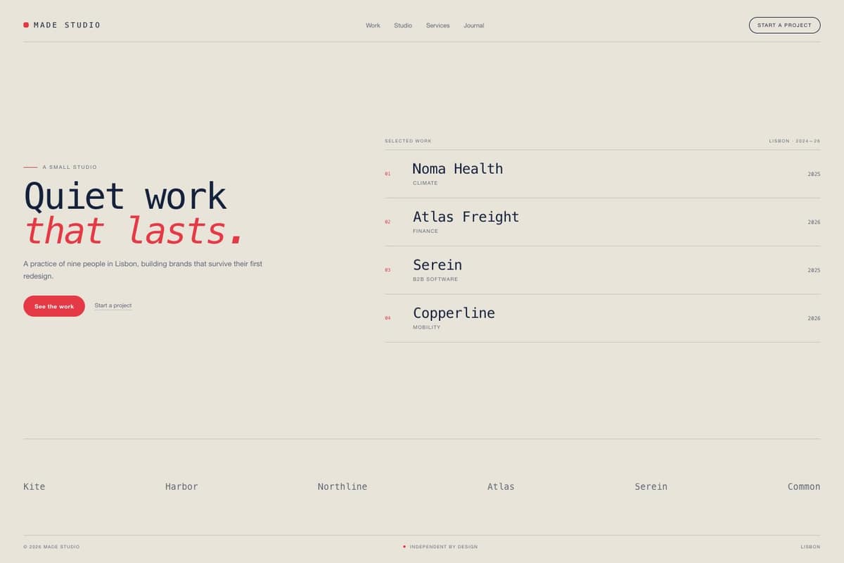 Made Studio — full page preview