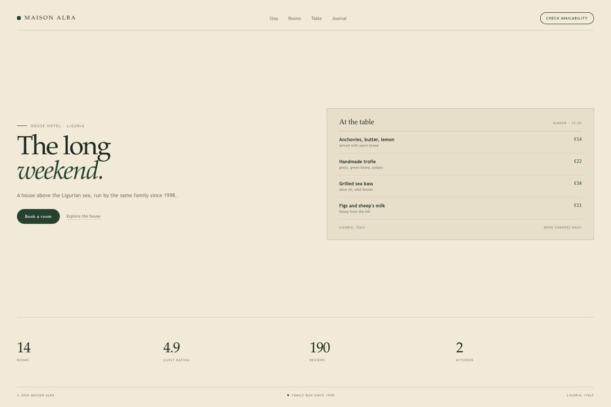 Maison Alba — full page preview