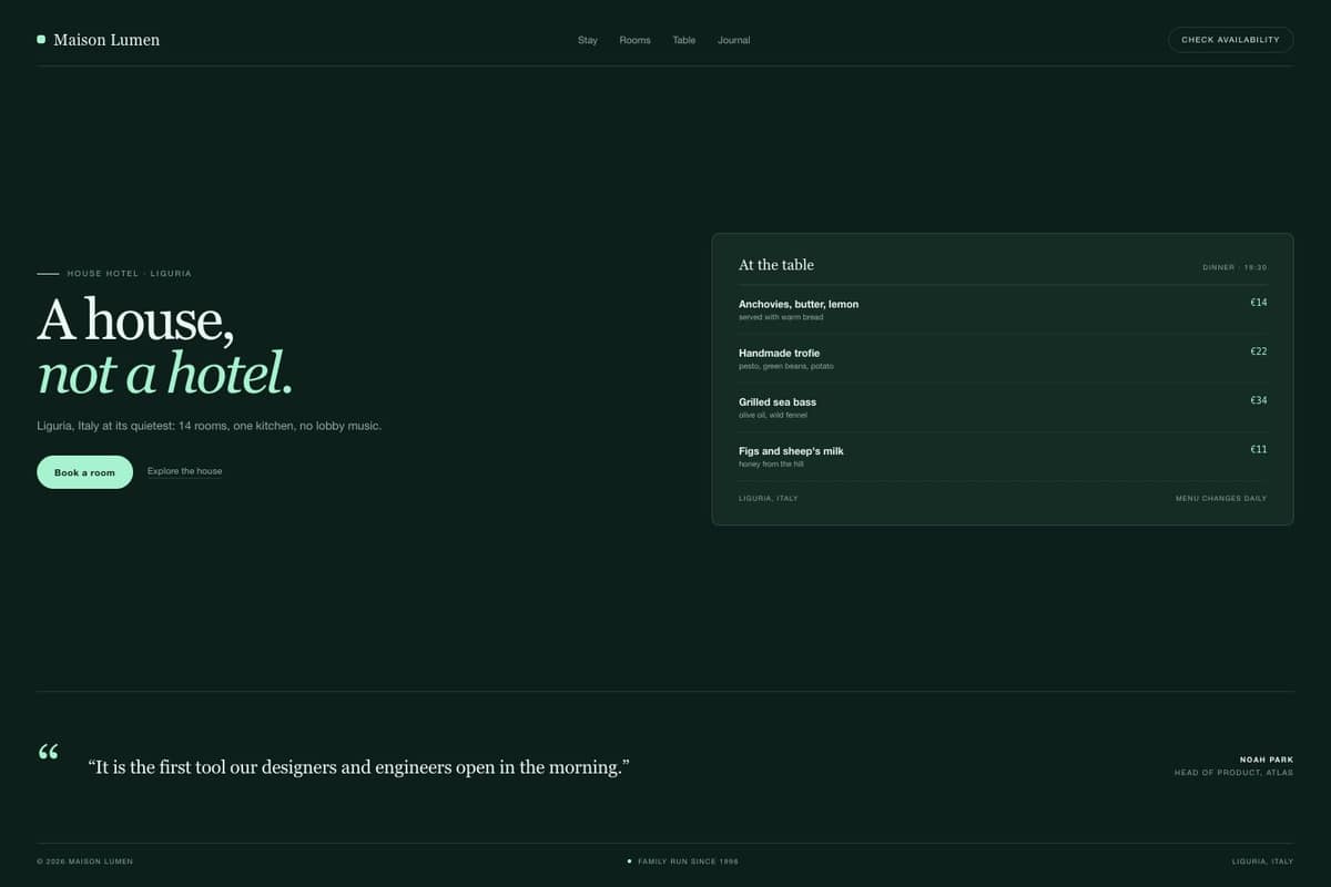 Maison Lumen — full page preview
