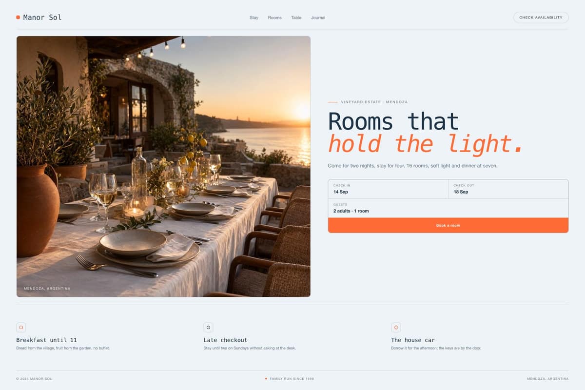 Manor Sol — full page preview