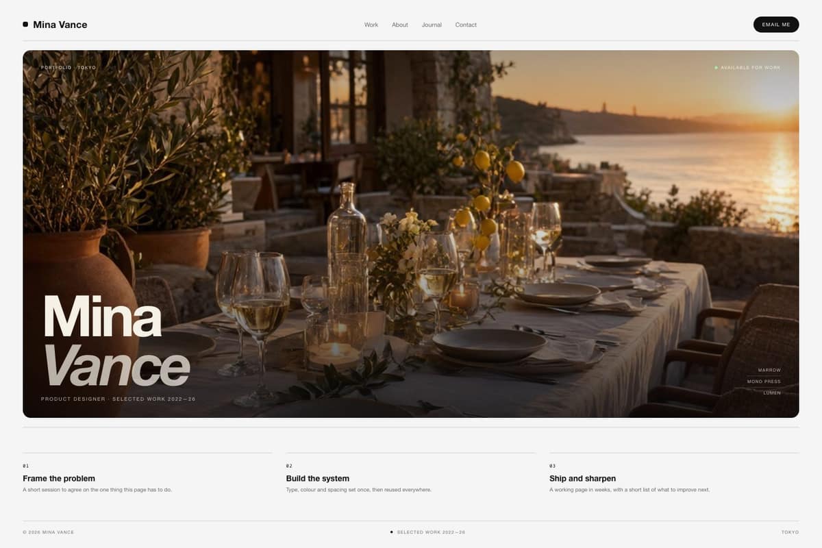 Mina Vance — full page preview