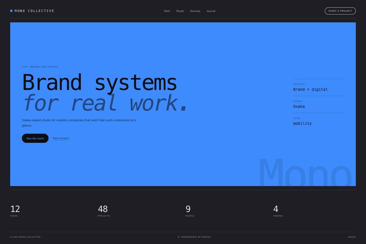Mono Collective — full page preview