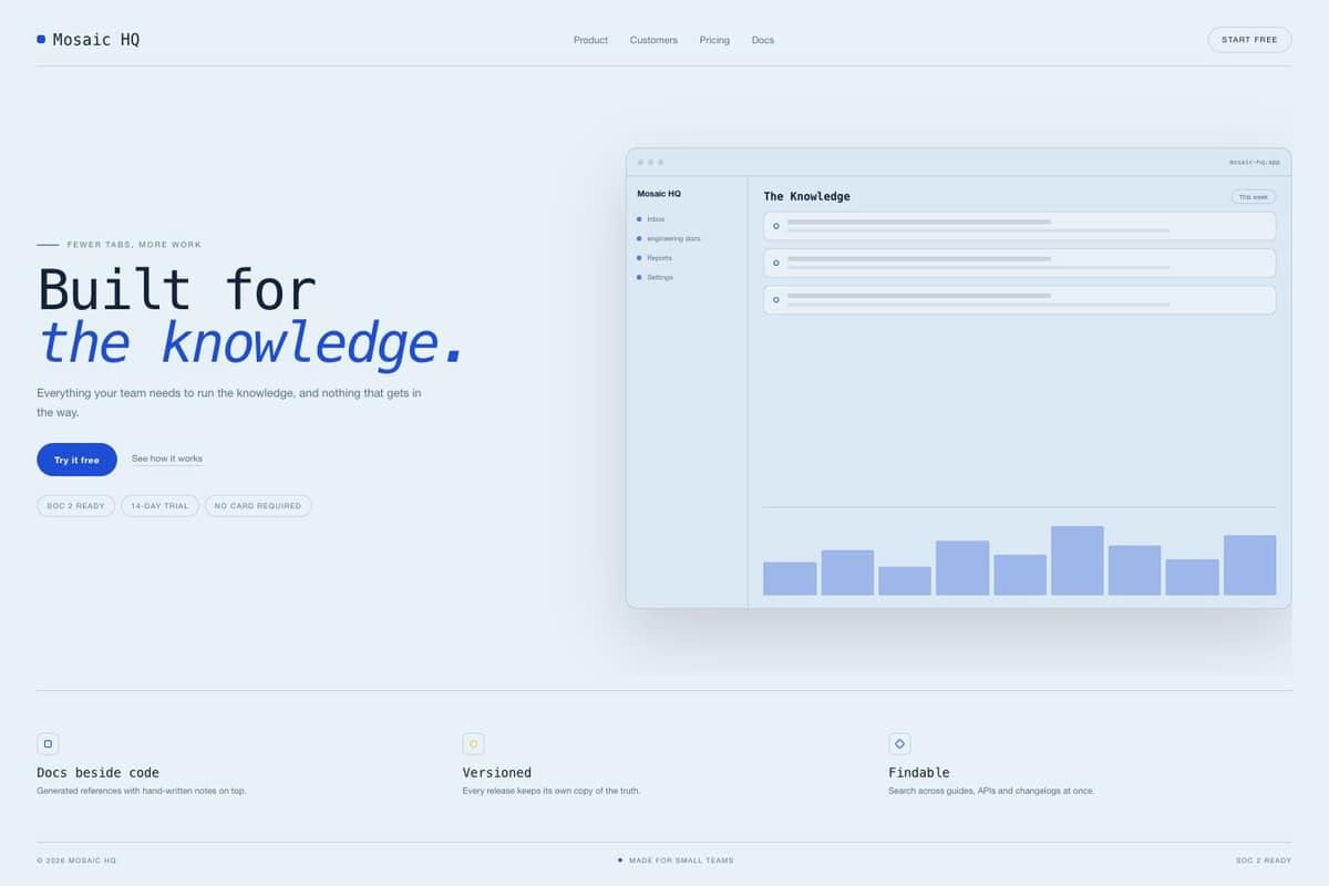 Mosaic HQ — full page preview