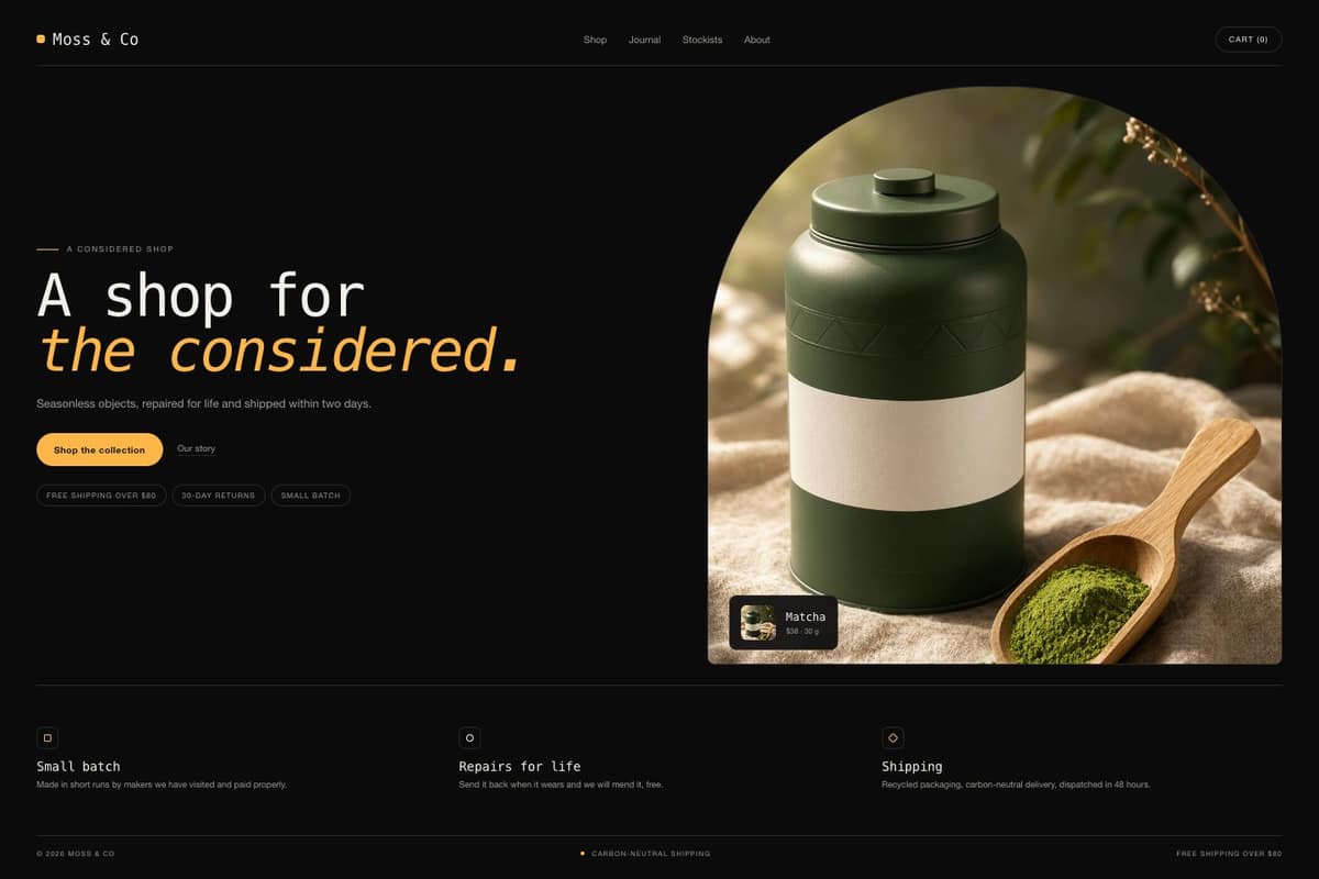 Moss & Co — full page preview