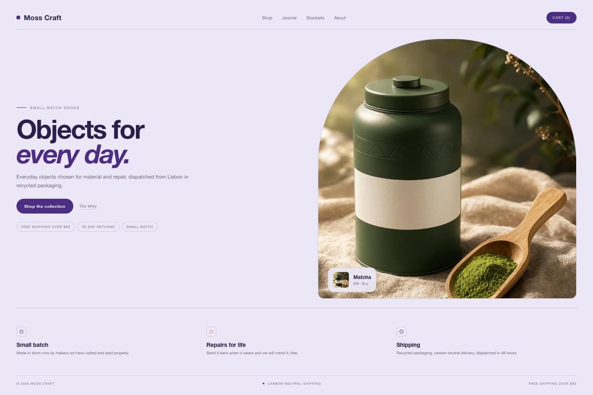 Moss Craft — full page preview