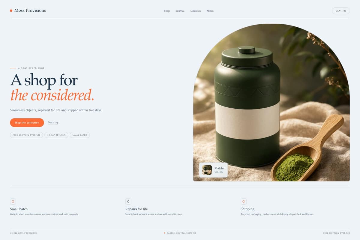 Moss Provisions — full page preview