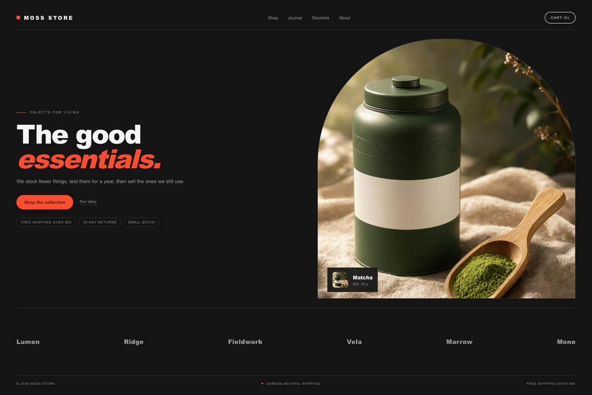 Moss Store — full page preview
