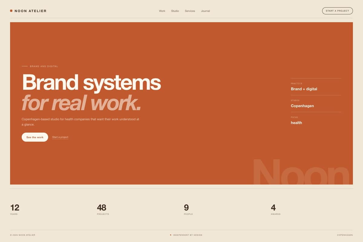 Noon Atelier — full page preview