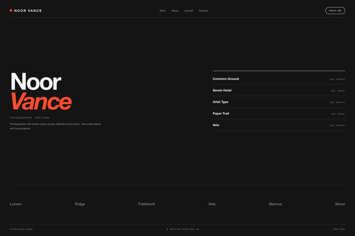 Noor Vance — full page preview